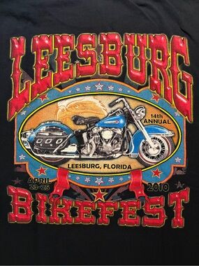 Vintage 2010 Leesburg Bike fest Shirt Size XL See Measurements Double Side Eagle